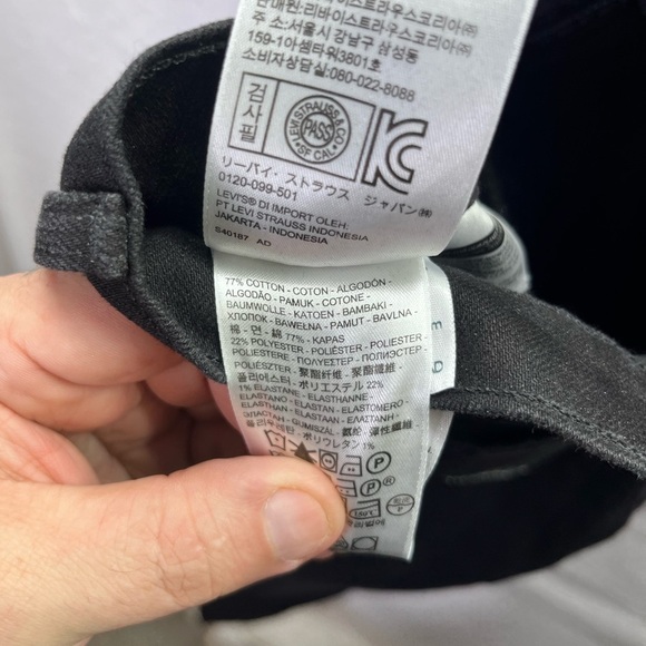 Levi’s 505 Straight Leg Black Denim Jeans Womens 6 Stretch Work Waitress 2545 - Picture 4 of 11